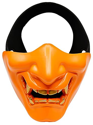 Helmet Mask Airsoft Paintball Half Face Mask CS Game Movie Props Halloween Party Mask Cosplay(Orange)