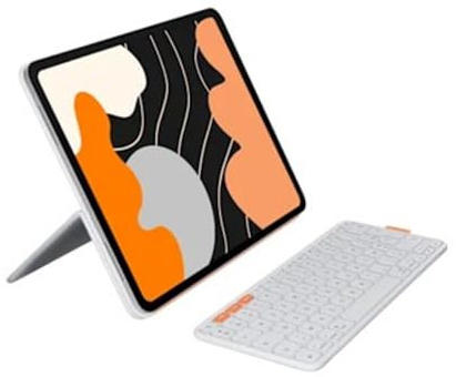 Logitech Flip Folio, étui clavier pour iPad Pro 13 pouces (M4 et M5) et iPad Air 13 pouces (M2 et M3) (2024, 2025), FRA AZERTY, Étui Bluetooth de protection escamotable, multidispositifs - Gris pâle