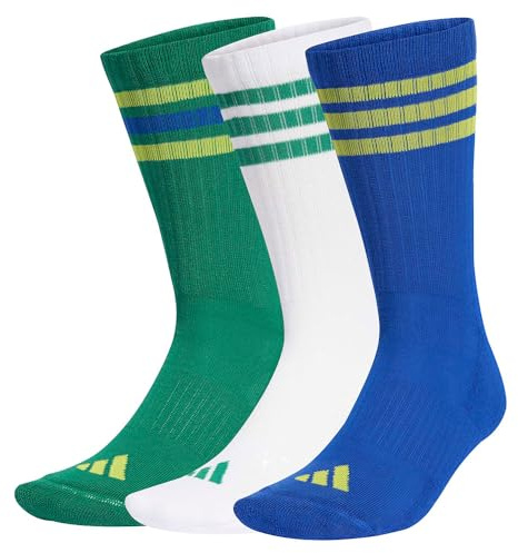 adidas Mixte 3STRIPES CUSHIONED SPORTSWEAR CREW SOCKS 3 PAIR PACK, bold green/bold blue/bright yellow, 34-36