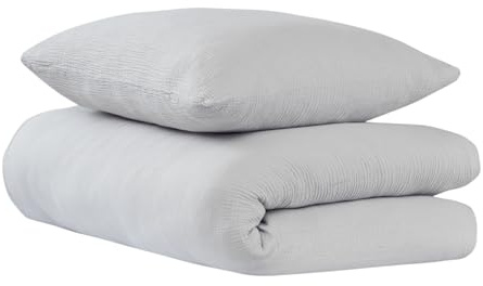 Uncover by Schiesser Bettwäscheset Lennox - Musselin - 2-teilig - 135x200cm - Hellgrau