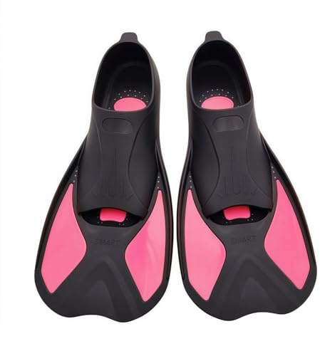 ENEN Schwimmflossen Kurz Kinder Erwachsene 34-45, Schnorchelflossen Verstellbar für Kinder oder Erwachsene Damen und Herren zum Schnorcheln & Tauchen (S(38-39),801 Hot Pink)