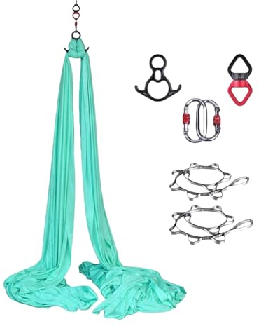 Yoga Aerial Silk (8 x 2,8 m), amaca da yoga da appendere, altalena trapezio, forte portante, protezione sicura, set altalena yoga, amaca acrobatica (13)