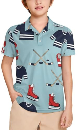 VKPSCHJ Boys' Polo Shirts Ice Silk Hockey Glove Skate Fashion Kids Youth Golf Shirts Boys,7-8T