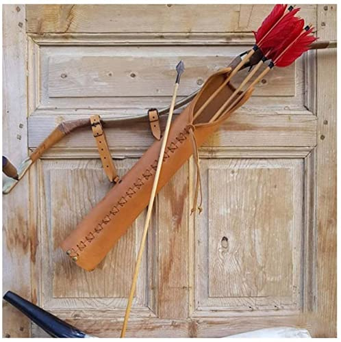 TongNS1 Carcaj De Flecha Vintage De Cuero Medieval, Soporte De Arco Cosplay,Archer Hunter Props,Hunt Shoot Bag para Adultos,Solo El Paquete No Contiene Flechas,DecoracióN De Correa Cruzada Brown