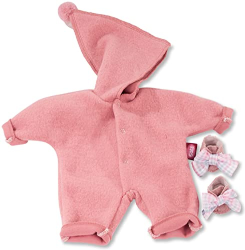 Götz 3403329 Babyanzug Zipfelmütze rosa – Puppenbekleidung Gr. S – 3 teiliges Bekleidungs – und Zubehörset für Babypuppen von 30 – 33 cm