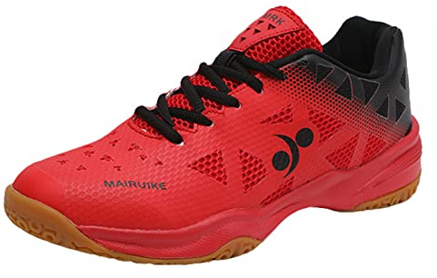 ZHENSI Chaussures De Badminton pour Hommes Étudiants Baskets D'extérieur Légères Respirantes Antidérapantes Volley-Ball Chaussures De Tennis,Rouge,45 EU