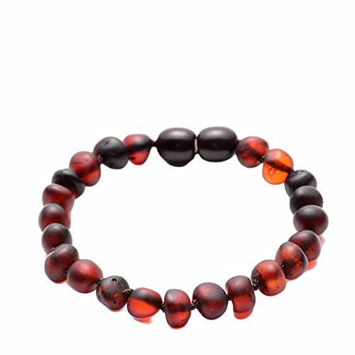 Stfery pärlarmband män, bästa vänner armband bärnsten svart 8 mm vintage helande 6 tum smycken för kvinnor gåvor, 15CMx8MM, Bärnsten