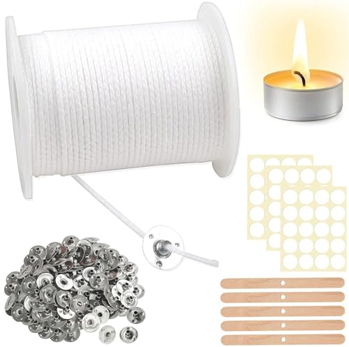 Stoppino per Candele Da 6100 Cm, Stoppino in Cotone per Candele, Stoppino Piatto Senza Fumo, Stoppino Naturale per Candele Natalizie, Porta Stoppino Naturale per Candele Natalizie Fai Da Te