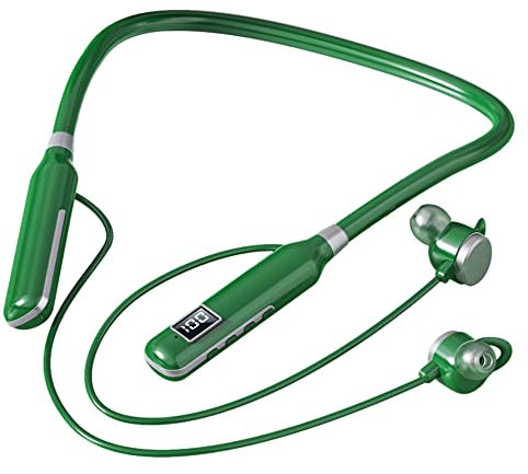 BT-7 Sports trådlöst headset med mikrofon, halsband hörlurar vattentäta magnetiska Bluetooth-hörlurar vira runt huvudet (grön)