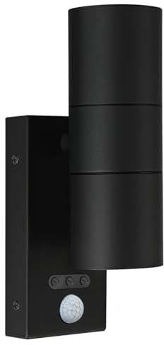 Kerry Outdoor Lights with Sensor, Mains Powered, IP65, Up and Down | Modern Anthracite Stainless Steel Design, Adjustable PIR Motion Detection & Manual Override, Bulb Up to 35w, Not Included
