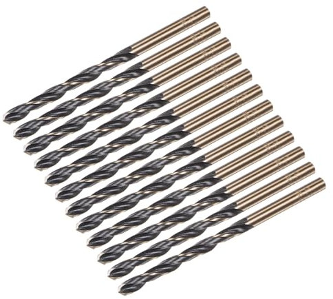 sourcing map 12pcs Jobber Drill Bits 4.5mm (0.177) Black Nitride & Gold Titanium Coated M2 High Speed Steel (HSS) Twist Drill Bits for Stainless Steel Aluminum Alloy Metal