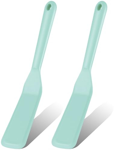 2 Pieces Silicone Thin Spatula Omelet Spatula Turner Long Crepe Spatula Heat Resistant Cooking Spatula Non Stick Pancake Spatula for Cooking Egg Burgers Pizza Pancake Steak Omelet (Light Blue)