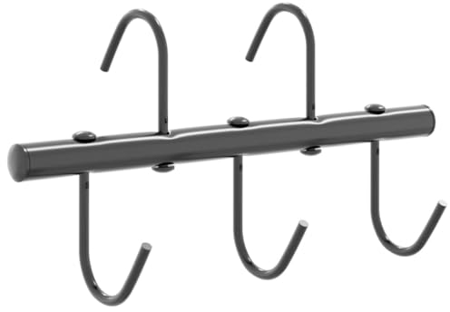 vidaXL Trensenhalter, Zaumhaken mit 5 Drehhaken, Trensenaufhänger für Scheune Sattelkammer Stall, Trensenhaken, Schwarz Pulverbeschichteter Stahl