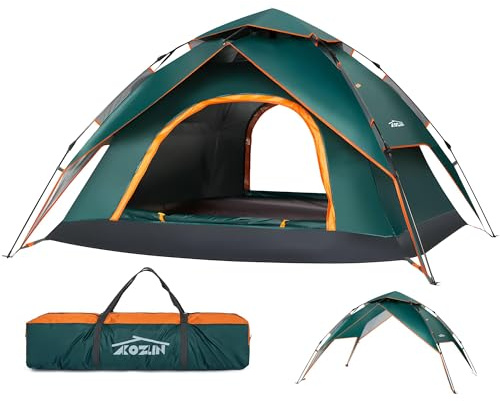 Tente pop-up pour 3 personnes, portable, ultra légère, résistante aux UV et aux saisons, imperméable et coupe-vent, avec bâche extérieure amovible