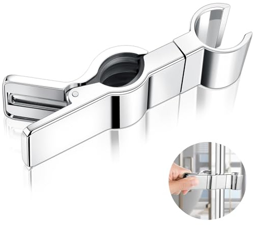AiQInu Supporto Soffione Doccia, Universale Supporto Doccia Regolabile 22-25mm Diametro, 45° Ruotabile Supporto Doccino per Bagno