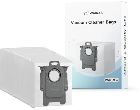 WAIKAS 6 Qrevo Sacs à Poussière pour Roborock QV 35A/35S, Saros 10/10R/Z70, Qrevo S5V, Qrevo Edge S5A, Qrevo Curv S5X/Curv 2 Pro, Qrevo Slim, S8 MaxV Ultra, QR 598/798 Aspirateur Robot