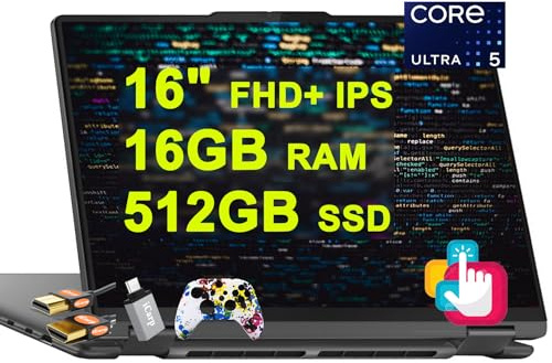 Lenovo Yoga 7 16 2 en 1 AI PC Laptop 16 pulgadas WUXGA IPS Touch (brillante) Intel 12-core Ultra 5 125U (>i7-1335U) 16GB RAM 512GB SSD retroiluminada huella dactilar Thunderbolt4 FHD IR cámara de