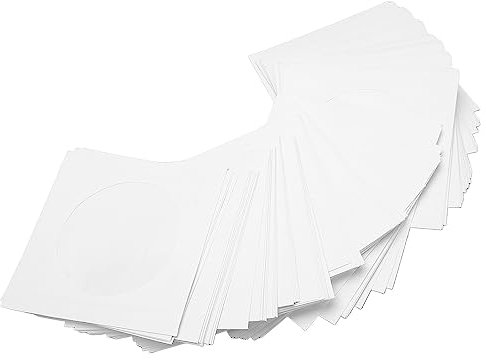 100 Pack Premium CD DVD Sleeves, Thick Non Woven Material Double Sided Refill, Suitable for Approx 3.15in Miniature Disc, for CD and DVD Storage Binders Disc Case