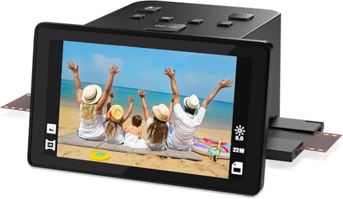 Scanner per Pellicole e Diapositive – Converti Pellicole e Diapositive 35mm, 126, 110 in Foto Digitali da 22MP – Scanner per Pellicole con LCD da 5, Inserimenti a Caricamento Facile – Conversione