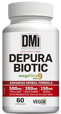 DMI Depura Biotic 60 Cápsulas | Con Psyllium, Frángula, Sen, Malva, Aloe Vera y Probióticos | Fórmula Avanzada para Tránsito Intestinal, Detox y Bienestar Digestivo | Cápsulas Vegetales