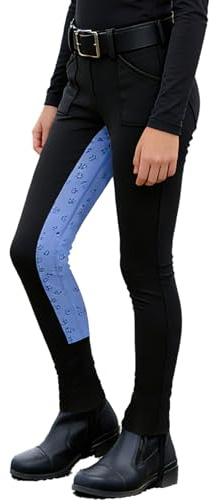 winying Enfants Pantalons D'Équitation Sport Haute Taille Fille Bicolore Legging De Sport Jambières Elastiques Noir 5-6 Ans
