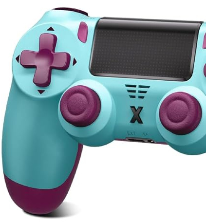 Suoxiom Mando inalámbrico para PS4, mando compatible con P4/Pro/Slim, mando Bluetooth, batería de 1000 mAh, conector de audio de 3,5 mm y función turbo (BLUE)