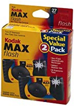 2 Kodak MAX 35mm Single Use Cameras with Flash