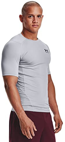 Under Armour HeatGear Compression T-shirt för träning, för män, grå (Mod Gray 011)/svart, storlek L