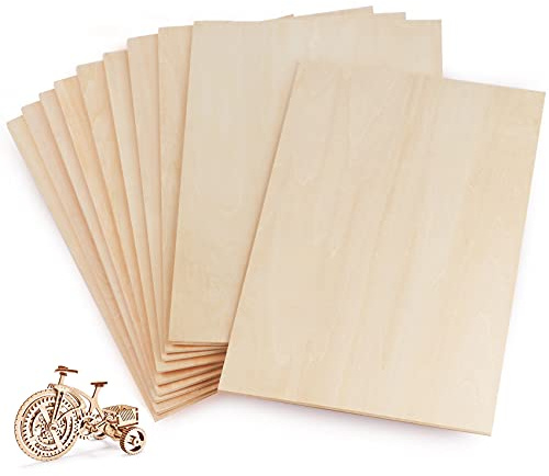 Lot de 10 feuilles de contreplaqué, 300 x 200 x 1,6 mm, feuilles de tilleul brut pour modélisme de bois, artisanat, peinture, gravure, pochoir, décoration d'intérieur