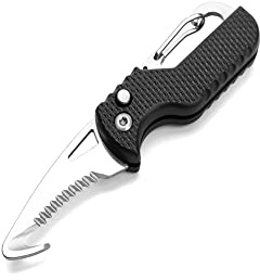 ARFUKA Kabelmesser Hakenklinge Taschenmesser Klappmesser Outdoor Messer Mehrzweck Cuttermesser Kartonschneider mit Karabiner Schwarz