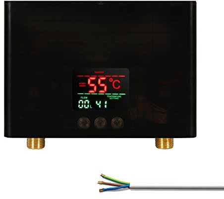 Scaldabagno istantaneo 3KW Mini scaldabagno elettrico senza serbatoio a parete con display a LED Regolazione della temperatura a 3 livelli Telecomando per cucina di casa Bagno