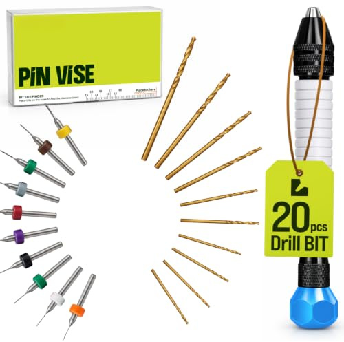 Micro Drill Bits Set with Pin Vise | Small Hand Drill - Pin Vise Hand Drill Manual, PCB Mini Bits for Resin Beads Polymer Clay | DYI Jewelry Making, set