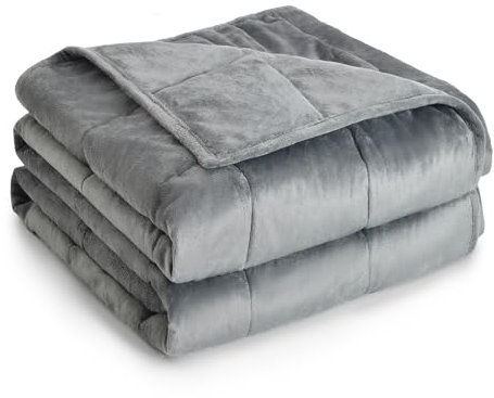 Topblan Weighted Blanket Twin Size 15lbs, Adult Weighted Blankets with Soft Warm Fabric for Sleeping and Calming, Adult Heavy Blanket for Sofa Bed, Grey, 48 x 72 inches