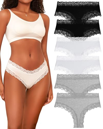 BeReady Cotton Underwear Women Lace Women's Knickers Brazilian Ladies Briefs Sexy Hipster Panties Soft Pants Multipack Pack of 6