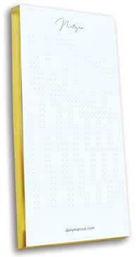 Dany Marcus Notizblock mit Goldschnitt, To-Do-Liste, Einkaufsliste, Notizzettel mit Gold, DIN Lang, 100x210mm, 80 Blatt, Leimbindung oben