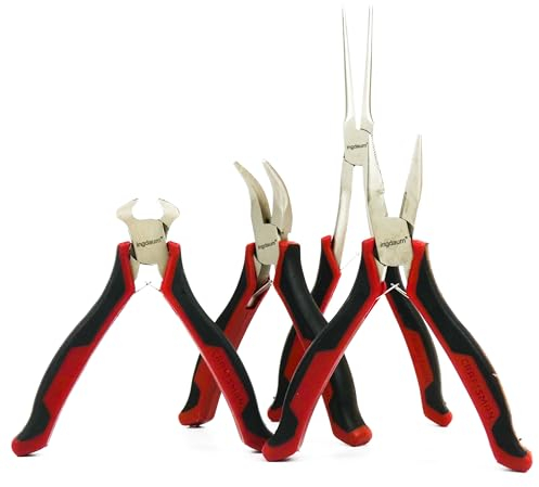 INGDAUM® Mini Alicates de Corte Final, Punta Curvada y Recta, Lateral, Punta Redonda Larga (4 Niquelados: Final, 3 Puntiagudos, Rectos, Angulados)
