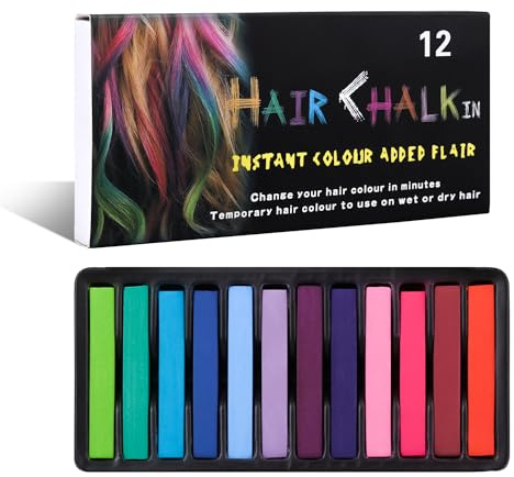 Temporary Hair Chalk Comb Hair Color Dye for Girls Kids, Washable Hair Chalk for Girls Age 4 5 6 7 8 9 10-12 Birthday Christmas Cosplay Hair DIY Party (12 Colors)
