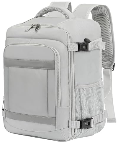KLOSTAIN Sac à Dos Voyage Cabine Avion 45x36x20 pour Easyjet 30L Baggage Cabine Grande Bagage à Main sous Le Siège Sac à Dos Homme pour Ordinateur Portable 14 Pouces Gris Clair