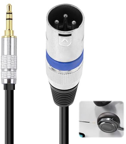 WrteEase 3.5mm Mini Jack to XLR Cable, Unbalanced 1/8 inch Aux Stereo to XLR Male Adapter, 50cm Microphone Cord for Audio Devices, Mixing Consoles, and Powered Speakers