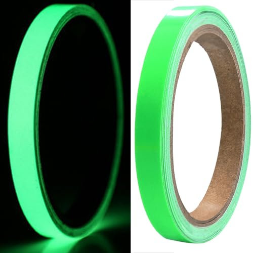 1 Rotolo Adesivi Fluorescenti,Fluorescente,Nastro Fluorescente Adesivo,Nastro Fluorescente,Nastro Adesivo Fluorescente,per L'utilizzo su Palchi,Scale,Corridoi,Segnali di Uscita,5m * 10mm(Verde)