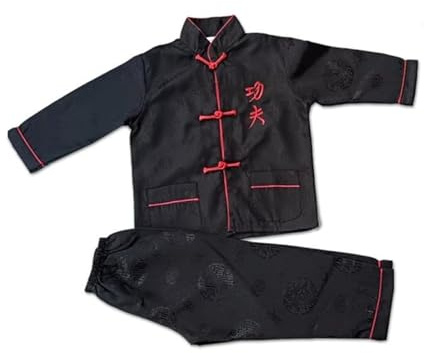 Kids Kung Fu Clothing Traditional Outfit Long Sleeves Top Pant Set 2 Piece Boy's Girl's Tai Chi Suits Silk Satins Kung Fu Suit for Kid Button Up Stand Collar Wing Chun Clothes Plain Chinese Tang Suits