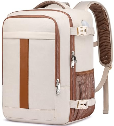for Ryanair Cabin Bags 40x20x25 Underseat 20L Small Travel Backpack for Women Hand Luggage Backpack Carry-ons Bag Cabin Size for Airplanes Flight Bag Travel Rucksack with USB Charging Port,Beige