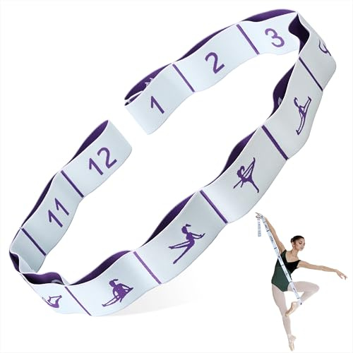 Sangle de Yoga, Band D'étirement de Yoga avec 12 Boucles Bandes Élastiques de Résistance pour Yoga, Fitness, Pilates, Ballet, Danse (Bleu Clair)