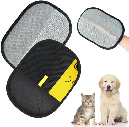 Bukbas 2Pcs Pet Hair Removal Glove, Double Sided Pet Dog Cat Grooming Glove, Reusable Electrostatic Cat Dog Grooming Gloves for Washing, Deshedding, Grooming Cats, Clothes, Sofas, Carpets