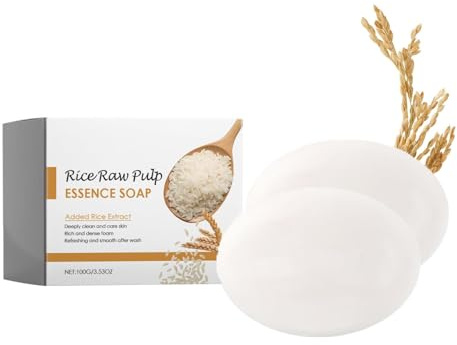 Rice Raw Pulp Cleanser, Rice Water Soap Bar, Deep Cleaning Hydrating Bar, Cleanse Moisturize Nourish Strengthen Handcrafted Soap, Brightens Tone, Long Lasting Moisturizing (2)