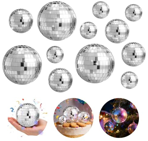 AMFUN 32PCS Boule à Facette Kit, Boule à Facettes Disco Réutilisable, Boule Disco Brillant pour Fête, Décoration de Vacances, Bar, Décoration de Gâteaux, Noël