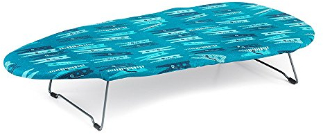 Beldray LA023735PEG Table Top Ironing Board – Space Saving Foldable Legs, Lightweight, 100% Cotton Cover, Portable & Compact. For Caravans/Apartments/Smaller Households, 73 x 31 cm, Blue Peg Print