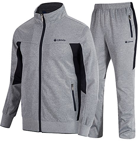 donhobo Herren Jogginganzug Trainingsanzug Sportanzug Fußball Sporthose Hoodie Hose für Gym Warm Tracksuit, XXL, 02grau