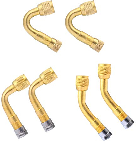 Yizhet 6 Pieces Valve Extenders, Tyre Valve Extension Adaptor, Schrader Valve Extensions 45/90/135 Degree Angled Pump Adapter Bike Tyre Inflator Adaptor for Car Motorcycle Bike Truck (Brass)