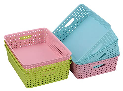 Eudokky Cestas de Almacenamiento para Papel A4, Juego de 6 Cesta de PláStico de Color